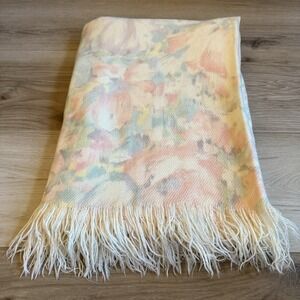 Pastel Floral Decorator Throw Luxurious‎ Soft Blanket Fringe 50x65
